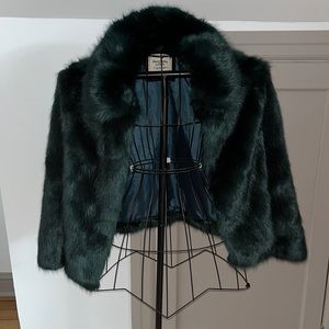 Abercrombie & Fitch Size M Emerald Green Faux Fur Jacket
